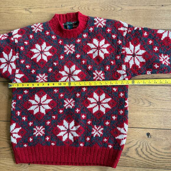 Club Room Knit By Hand Wool Sweater SZ XL Red Gray White Cozy Chunky - Picture 7 of 10